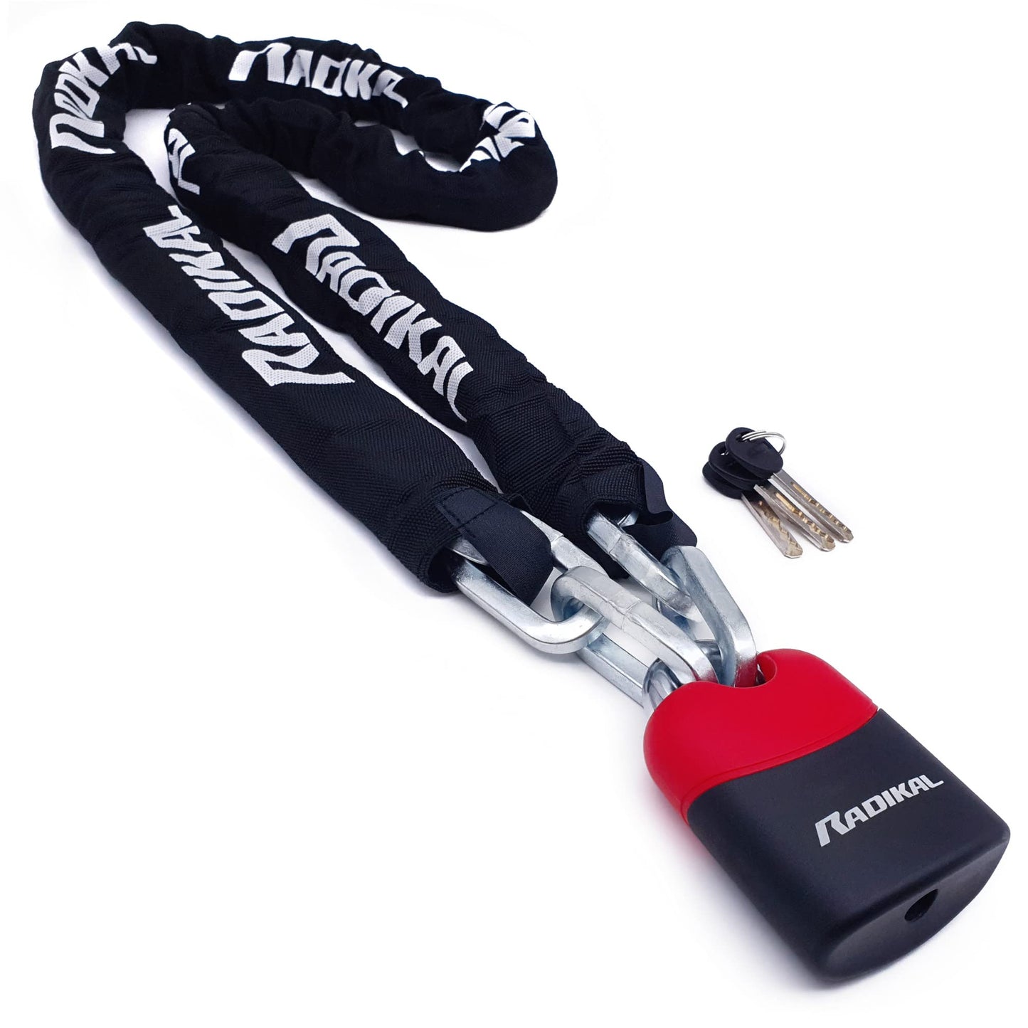 RADIKAL RK4170 Motorcycle Chain Lock Padlock and Reinforced Steel Heavy Duty Chain High Security ø10 170 cm Chain and Lock Motorcycle Scooter Bike